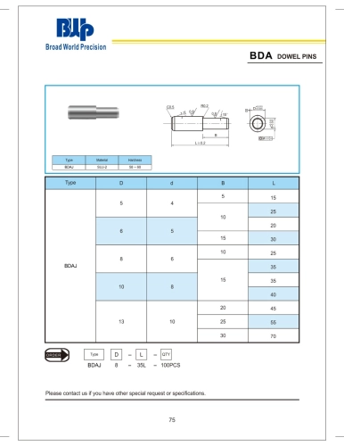 BDA Dowel Pins