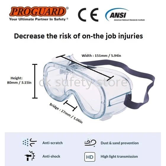 PROGUARD CLASSIX - Safety Chemical Goggles