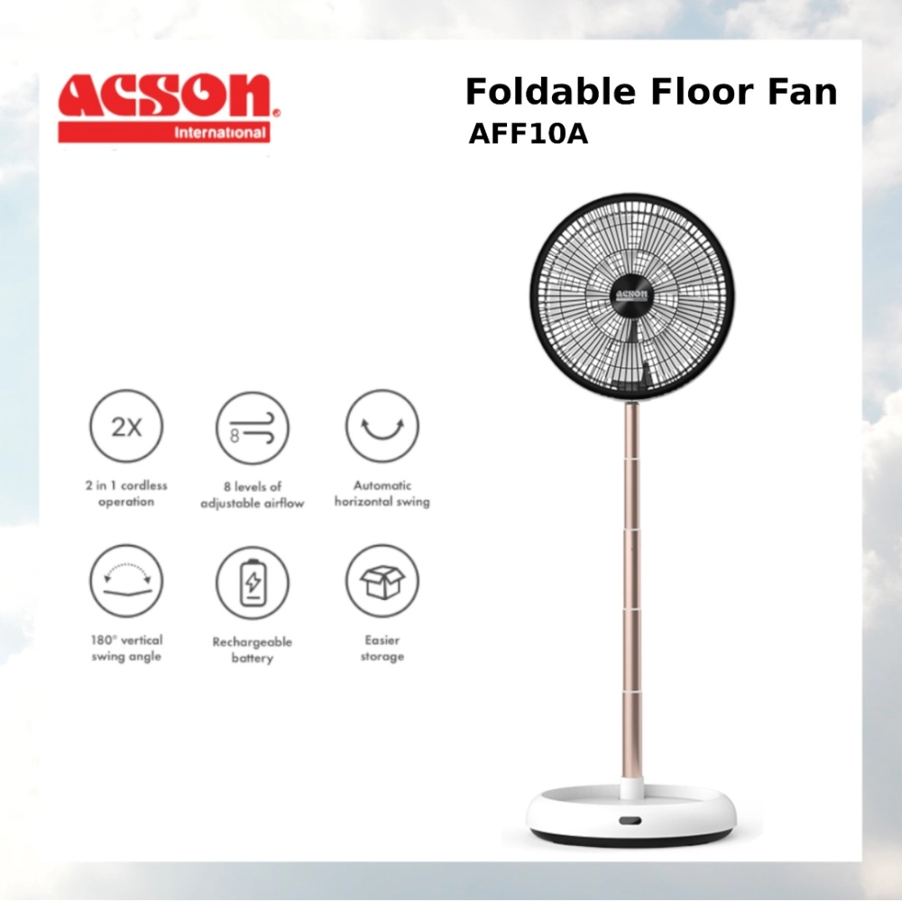 Acson Foldable Floor Fan AFF10A Cordless Operation