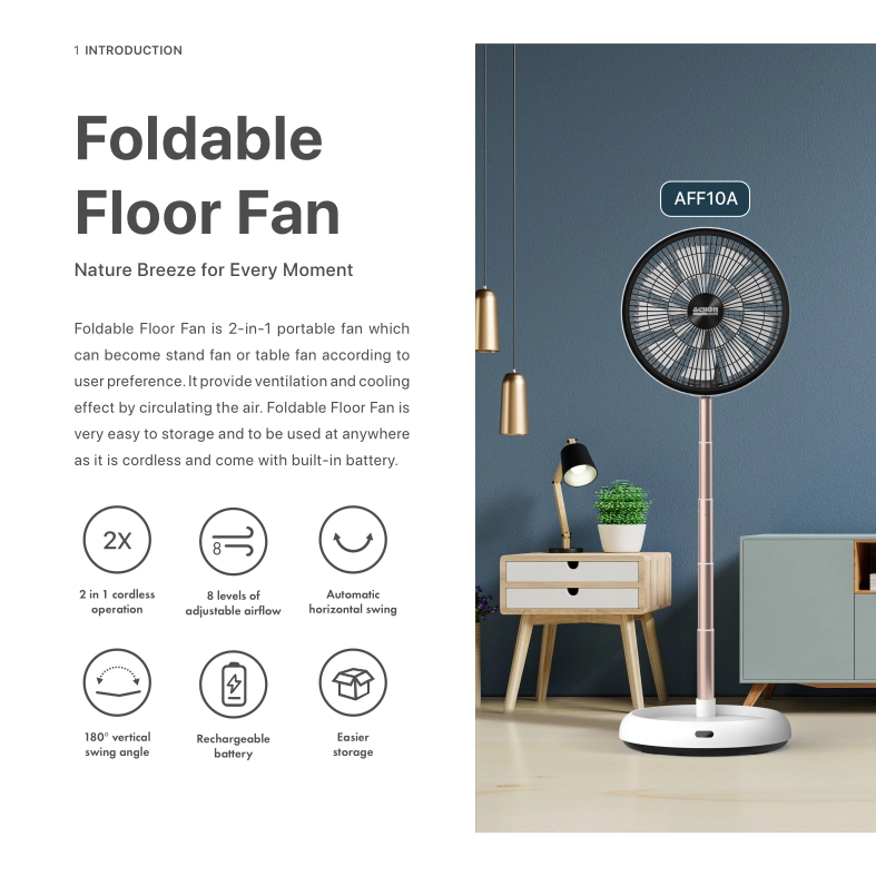 Acson Foldable Floor Fan AFF10A Cordless Operation