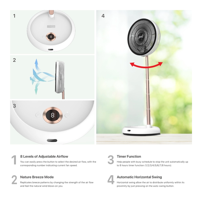 Acson Foldable Floor Fan AFF10A Cordless Operation