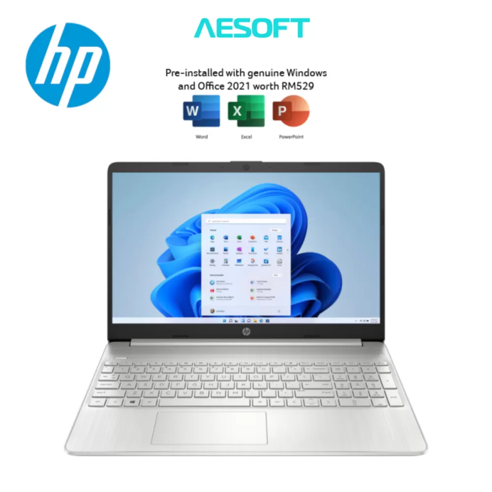 HP 15s-Fq2669TU 15.6" FHD Laptop Natural Silver ( I3-1115G4, 8GB, 512GB SSD, Intel, W11, HS )