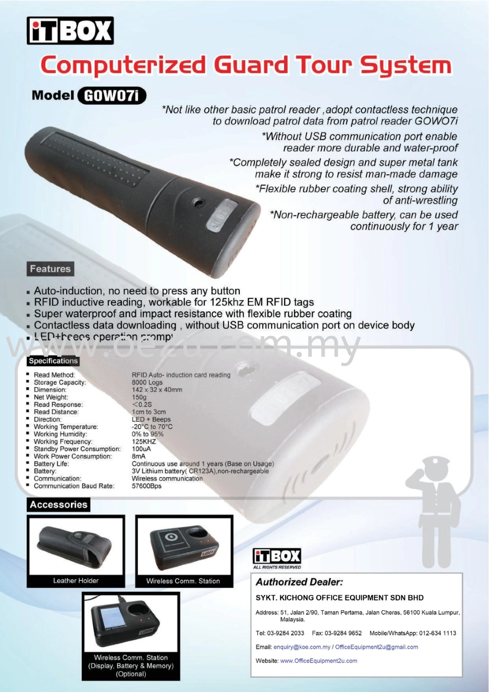 iTBOX GOWO7i Computerized Guard Tour System (With Display Communication Station)