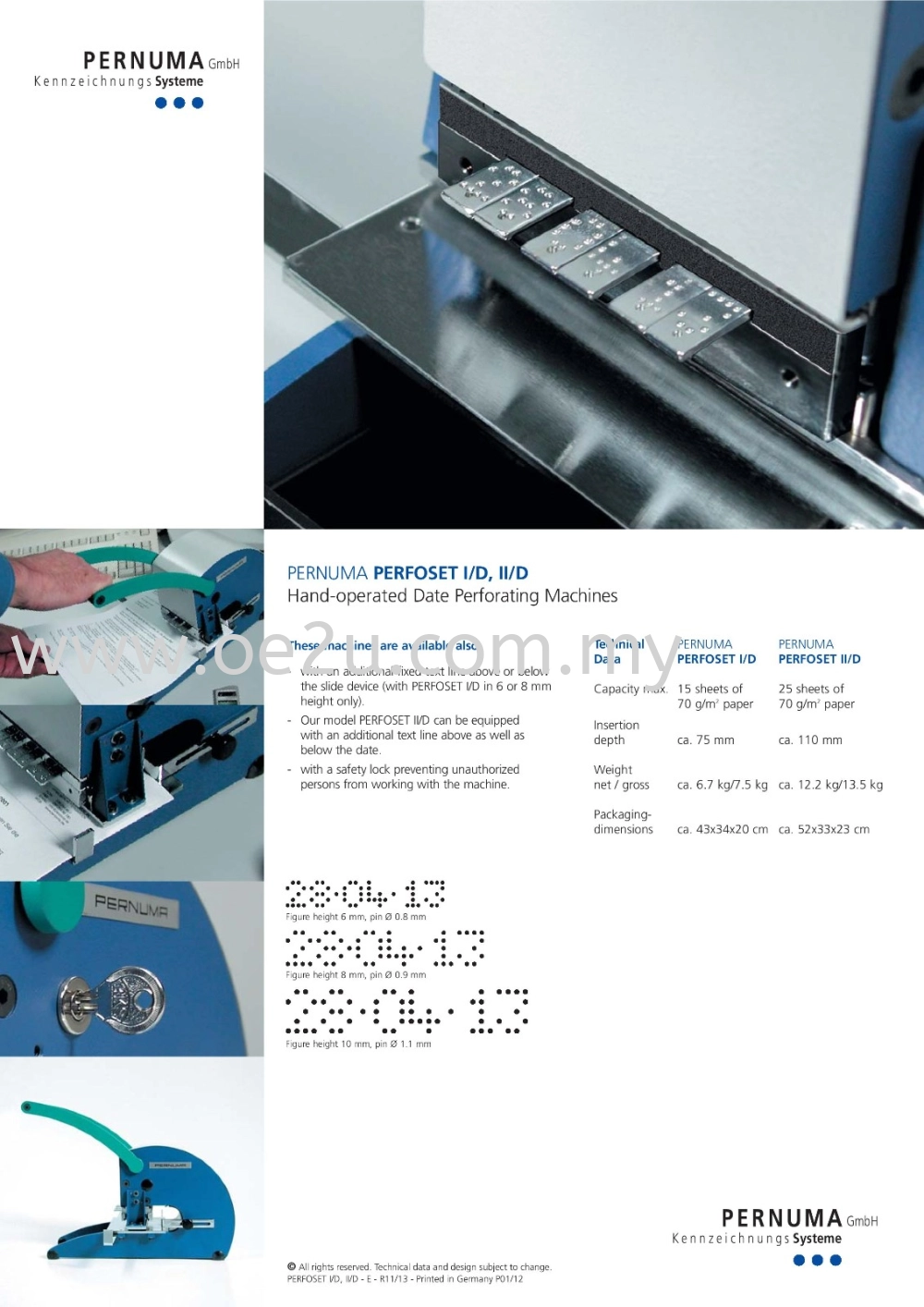 PERNUMA Perfoset I/D - 2 Line Manual Date & Text Perforator (Made in Germany)