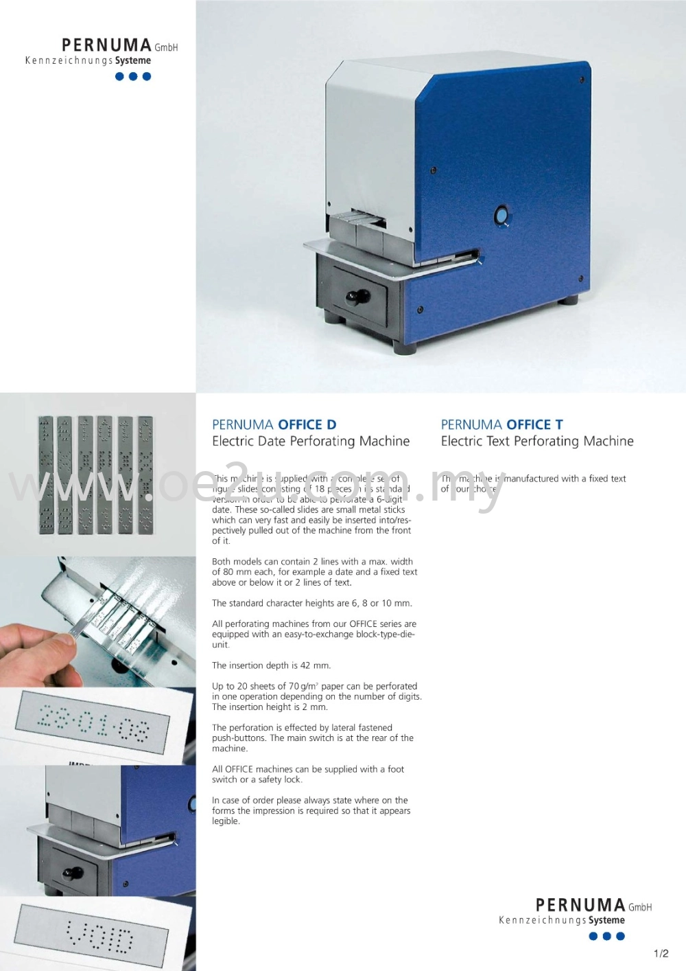 PERNUMA Office D - 2 Line Electric Date & Text Perforator (Made in Germany)