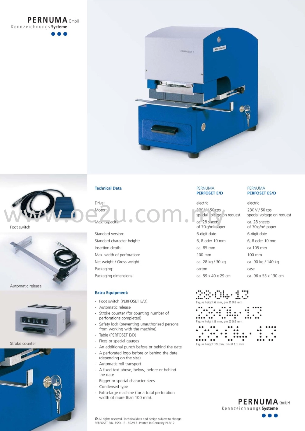 PERNUMA Perfoset E/D - 2 Line Electric Date & Text Perforator (Made in Germany)