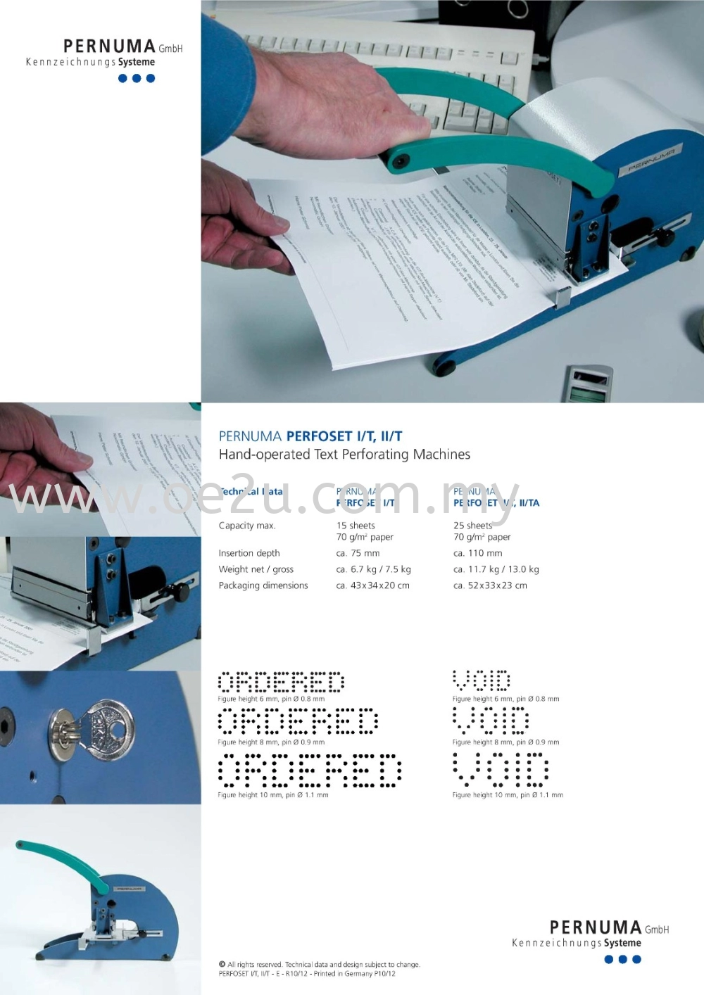 PERNUMA Perfoset I/T - 1 Line Manual Text Perforator (Made in Germany)
