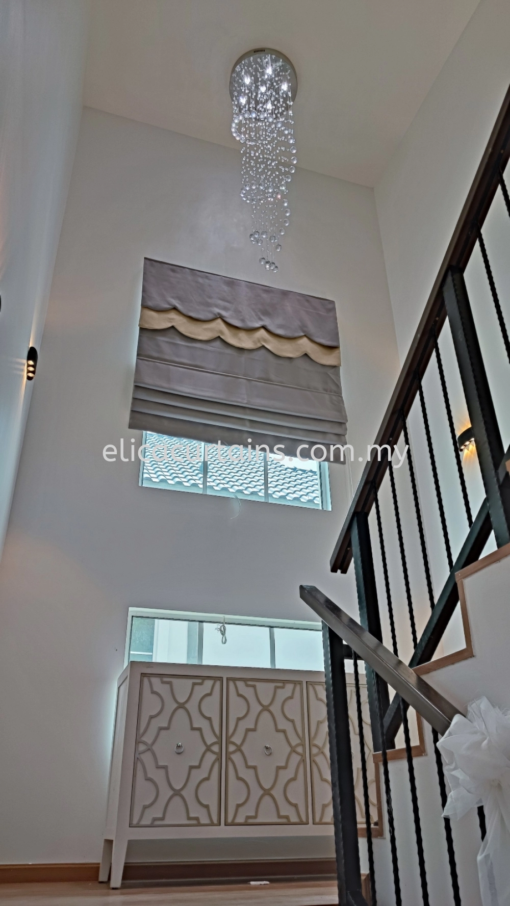 Roman Blind Stair Area, Double Storey Bungalow House.