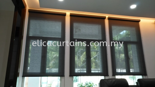 Premium Roller Blind, Transparent, Black System, Bungalow, Luxury Living.