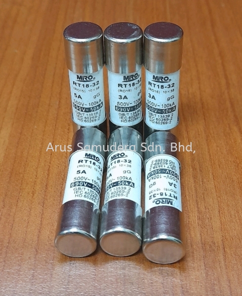 FUSE RT 18-32 10 X 38 MM 500V 5A 100KA FUSES Electrical / Electronic Equipment and Parts Malaysia, Perak Supplier, Suppliers, Supply, Supplies | Arus Samudera Sdn Bhd