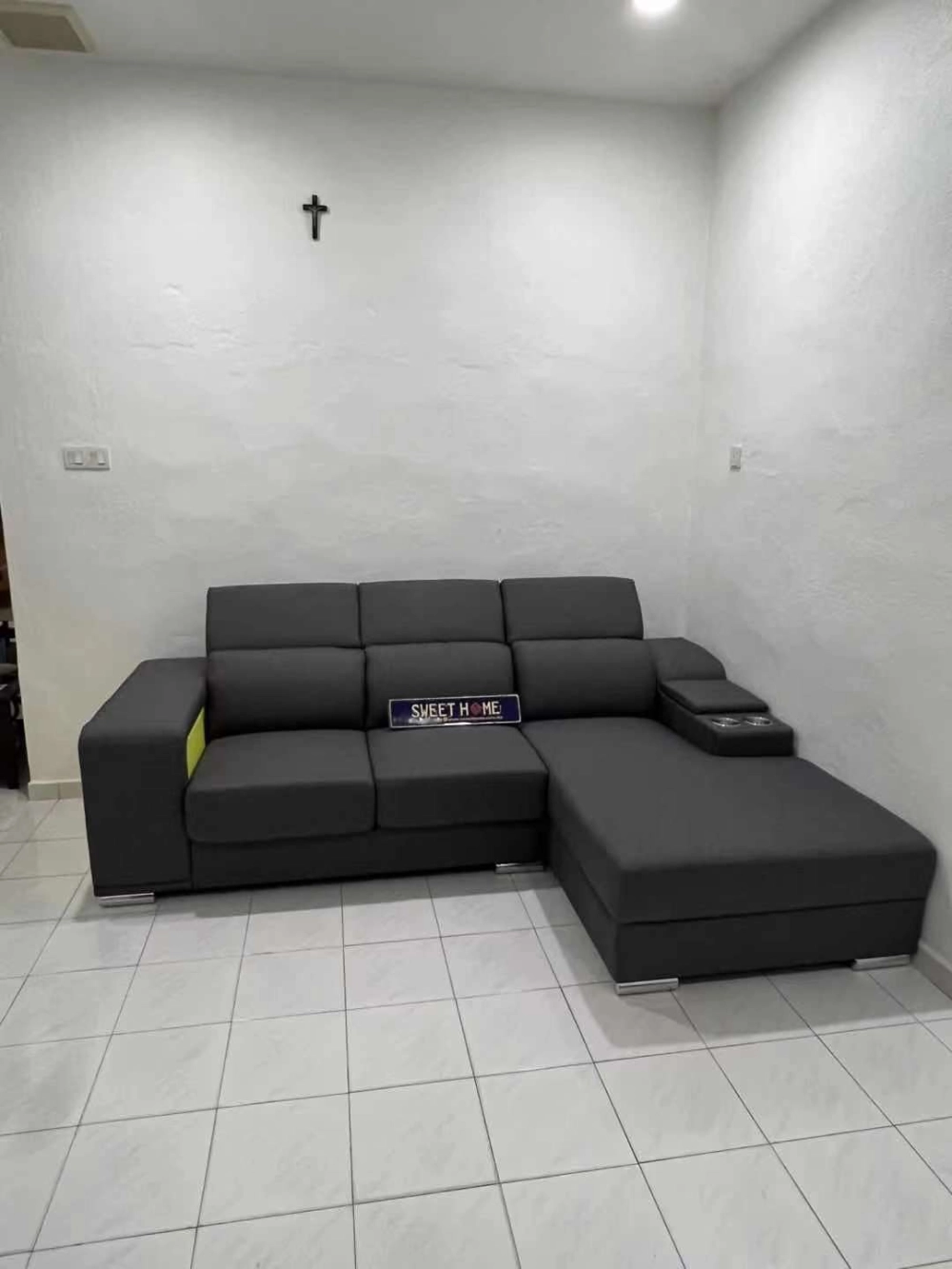 Modern L Shape Sofa with Console Delivery at Taman Tempua Simpang Ampat Pulau Pinang