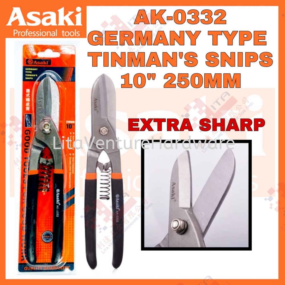 ASAKI JAPAN GERMANY TYPE TINMAN'S SNIPS 10'' 250MM AK0332