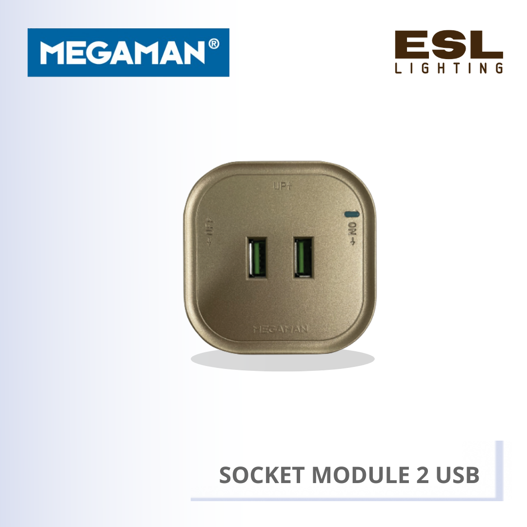 MEGAMAN Socket Module Square 2 USB 13A - YTTSX01-F-2U