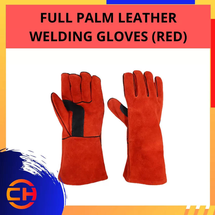 FULL PALM LEATHER WELDING GLOVES [RED]