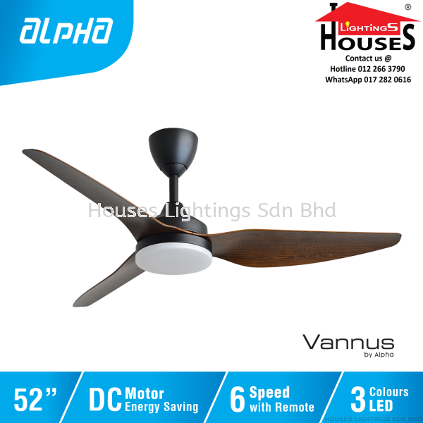 ALPHA Vannus - VC3 LED 3B 52 Inch DC Motor Ceiling Fan with 3 Blades (6 Speed Remote) - WALNUT(BK+WN) VANNUS Alpha Ceiling Fan Ceiling Fan Selangor, Malaysia, Kuala Lumpur (KL), Puchong Supplier, Suppliers, Supply, Supplies | Houses Lightings Sdn Bhd