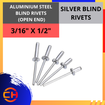 ALUMINIUM STEEL BLIND RIVETS (OPEN END)SILVER BLIND RIVETS ( 3/16" X 1/2" )