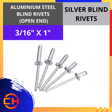 ALUMINIUM STEEL BLIND RIVETS (OPEN END) SILVER BLIND RIVETS ( 3/16" X 1" )