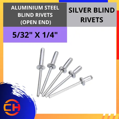 ALUMINIUM STEEL BLIND RIVETS (OPEN END)SILVER BLIND RIVETS 5/32" X 1/4"