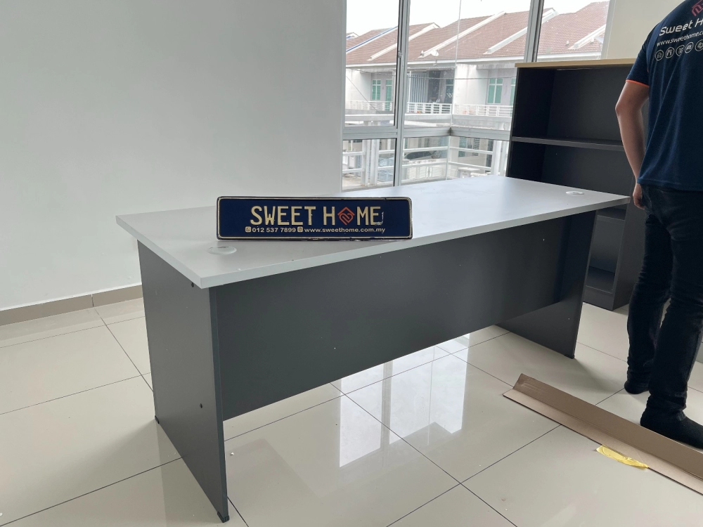 Standard Office Rectangle Table Set C/W Fixed Pedestal 3D I Writing Table  I Office Table Penang