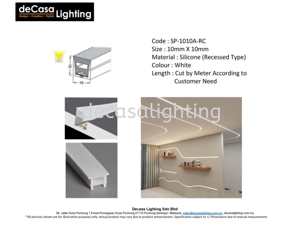 Recessed Type Silicone Profile (SP-1010A-RC) ALUMINIUM / SILICON PROFILE Selangor, Kuala Lumpur (KL), Puchong, Malaysia Supplier, Suppliers, Supply, Supplies | Decasa Lighting Sdn Bhd