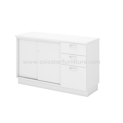 UTHILAH WOODEN OFFICE SIDE CABINET C/W SLIDING DOOR + FIXED PEDESTAL DRAWER AU-YSP7123