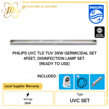 PHILIPS TLD TUV T8 36W UVC 4 FEET C/W FITTING & ELECTRONIC BALLAST,GERMICIDAL DISINFECTION LAMP SET (READY TO USE)