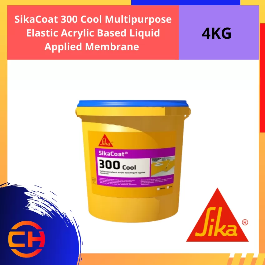 SikaCoat 300 Cool Multipurpose Elastic Acrylic Based Liquid Applied Membrane 4KG (Grey)