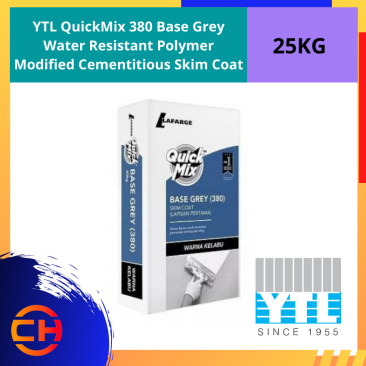 YTL Quick Mix 380 Base Grey Water Resistant Polymer Modified Cementitious Skim Coat 25KG