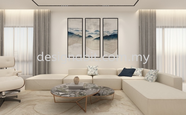 MENGLEMBU, IPOH WALL PANEL/ MARBLE TEXTURE/ LOUVRES TEXTURE/TV CABINET/FULL HEIGHT/DRAWER/WOODEN/COFFEE TABLE/ SOFA TV Cabinet & Display Cabinet Living Area Design Perak, Malaysia, Ipoh Design, Service | DESIGNABIT INTERIOR DESIGN AND CONSTRUCTION