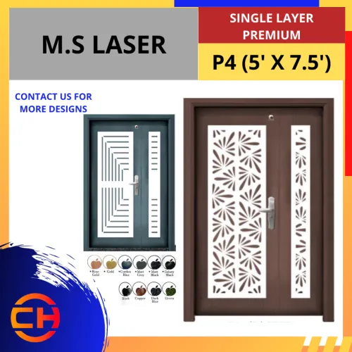 TOP SECURITY DOOR M.S LASER SINGLE LAYER PREMIUM P4 [5'X7.5']