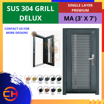 TOP SECURITY DOOR SUS 304 GRILL DELUX SINGLE LAYER PREMIUM MA [3' X 7']