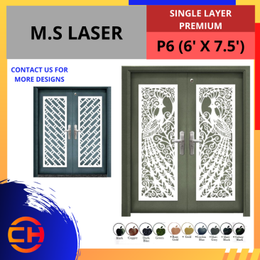 TOP SECURITY DOOR M.S LASER SINGLE LAYER PREMIUM P6 [6' X 7.5']