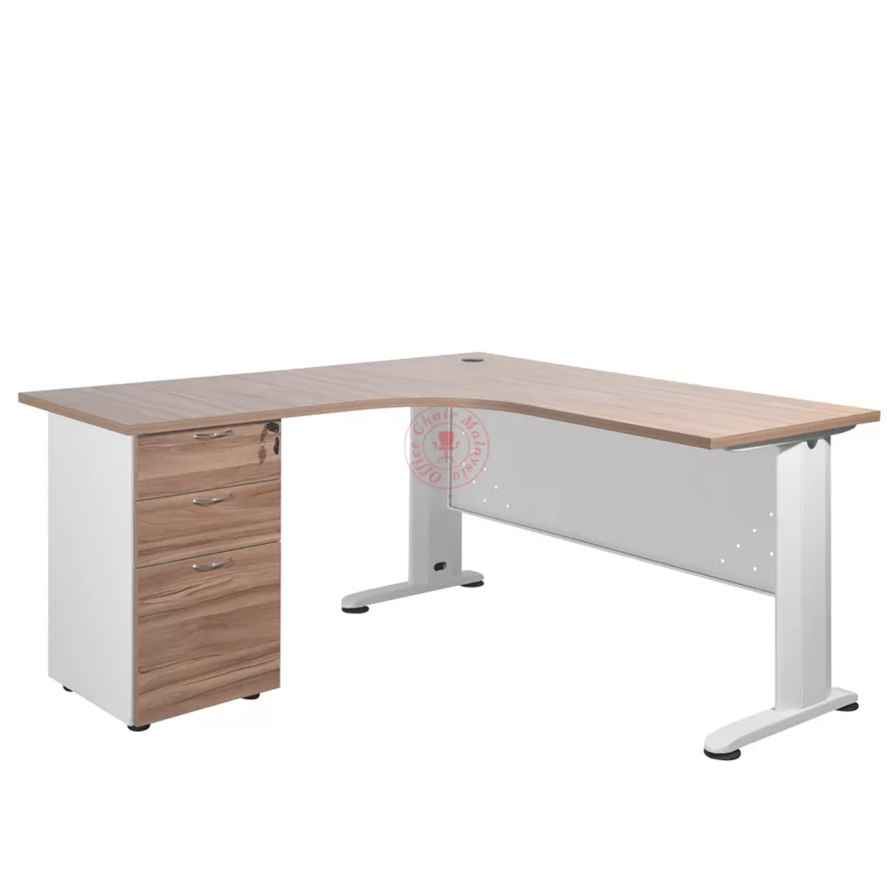 MJMF L-Shape c/w 2D1F Office Table | 5ft L Shape Table | Meja L Shape 6ft