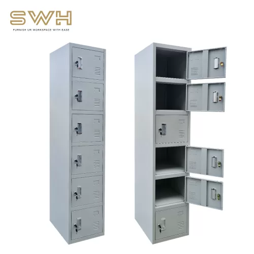 6 Compartment Heavy Duty Metal Steel Locker Loker Besi  Asrama Sekolah Kilang Cabinet Askar Goverment Approve - Penang Metal Locker Supplier