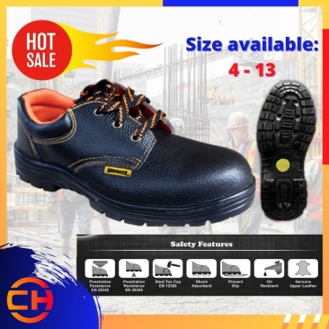 WORKER W1000 INDUSTRIAL SAFETY SHOES GENUINE LEATHER [BLACK, UK SIZE]