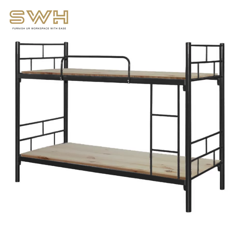 SWH DD 02 Metal Double Decker Bedframe With Plywood Asrama Sekolah Kilang