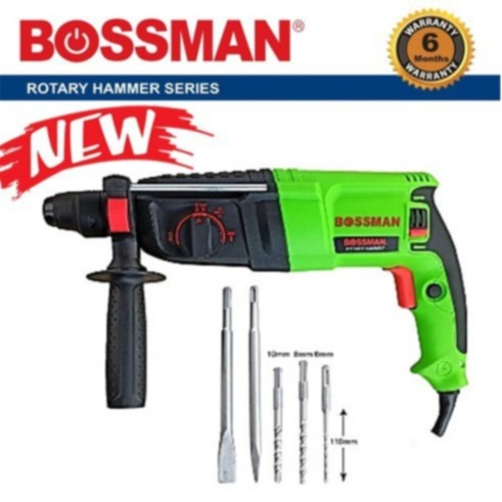 BOSSMAN Rotary Hammer Drill BBH225 900W 3 MODE ROTARY HAMMER SET WITH FREE ACCESSORIES