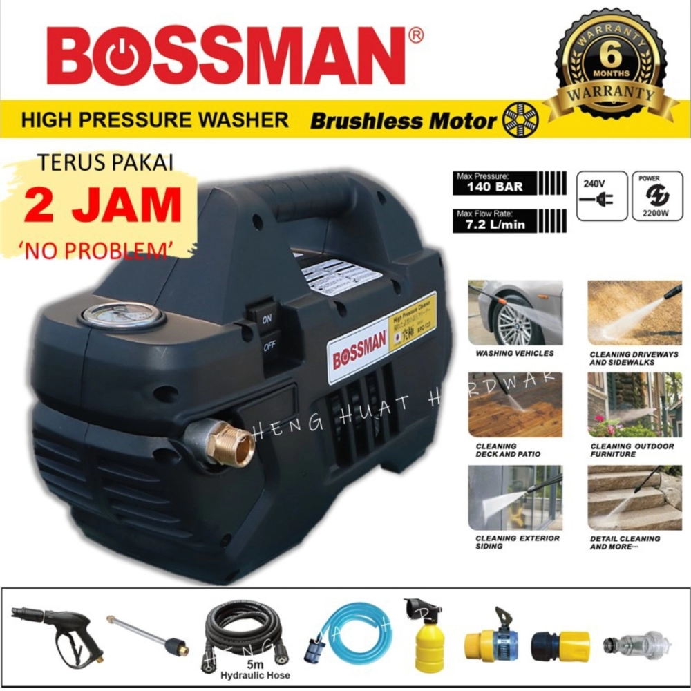  BOSSMAN HIGH PRESSURE INDUCTION WATERJET WASHER SPRAYER 2200W 140BAR [BPC123]