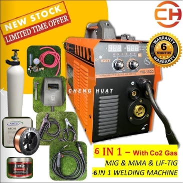 TENZAN MIG GAS/GASLESS/MMA/LIFT TIG 6 IN 1 WELDING MACHINE MIG-1900 FULL SET WITH ACCESSORIES PACKAGE SET
