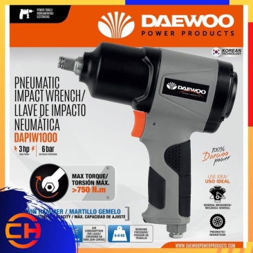 DAEWOO AIR IMPACT WRENCH TWIN HAMMER HEAVY DUTY PNEUMATIC AIR IMPACT WRENCH 750NM [1/2'']