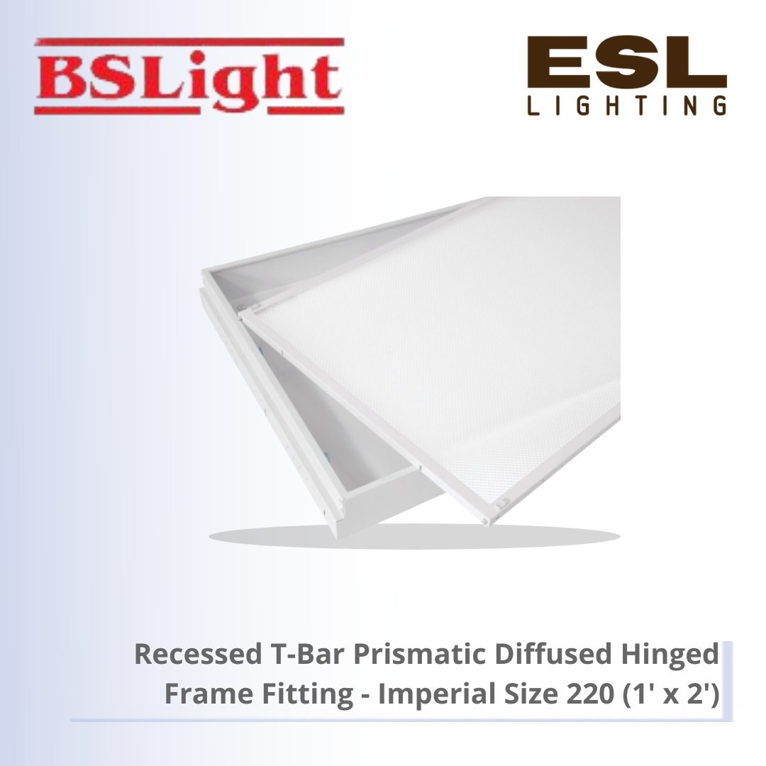 BSLIGHT Recessed T-BAR Prismatic Diffused Hinged Frame Fitting (imperial size) BSC/HF 220 (1'x2')