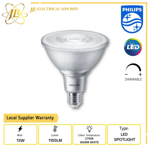 PHILIPS MASTER 13W 220-240V 1100LM E27 PAR38 25D 2700K WARM WHITE DIMMABLE LED SPOTLIGHT