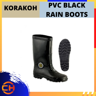 KORAKOH PVC BLACK RAIN BOOTS (38-43Sizes)