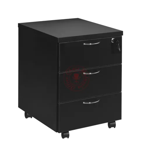 Full Black Mobile Pedestal 3 Drawers with Lock / Office Drawer / Side Drawer / Table Drawer / Laci Bergerak / Laci Berkunci / Laci Meja