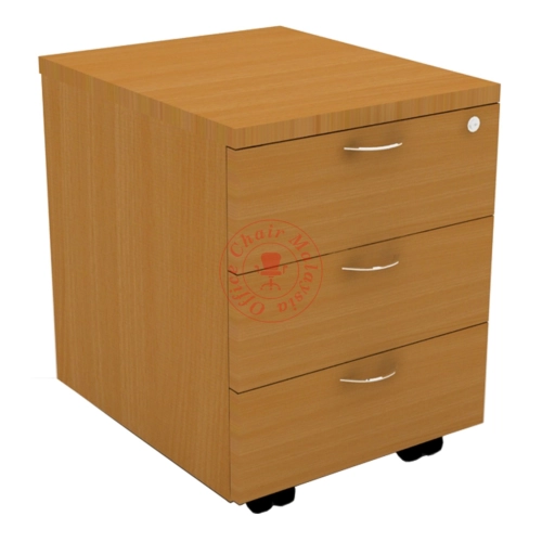 Full Beech Mobile Pedestal 3 Drawers with Lock / Office Drawer / Side Drawer / Table Drawer / Laci Bergerak / Laci Berkunci / Laci Meja