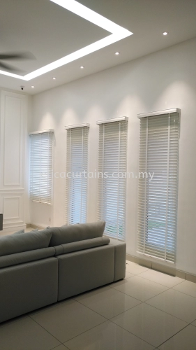 White Colour Wood Timber Blind, light Control, Bungalow Living.