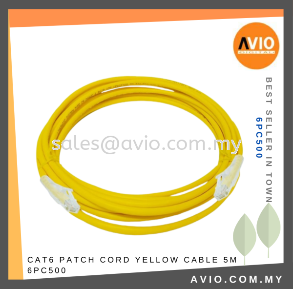 CAT6 Patch Cord Yellow Cable 5m 5 Meter 500cm RJ45 to RJ45 LAN Network Cable Factory Made Reliable Quality 6PC500 CABLE / POWER/ ACCESSORIES Johor Bahru (JB), Kempas, Johor Jaya Supplier, Suppliers, Supply, Supplies | Avio Digital