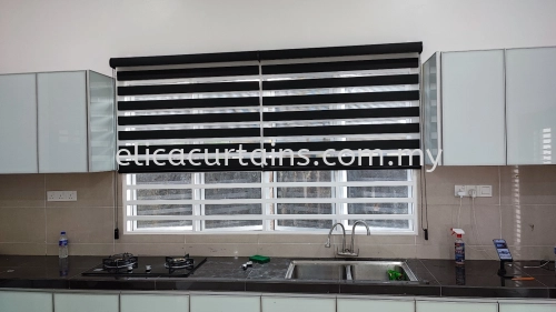 Black Colour  Zebra Blind, Morden Kitchen Design.