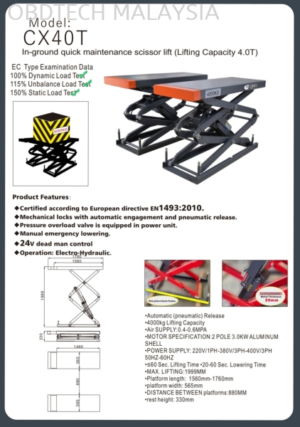 Inground Scissors Lift 4 Ton with JKKP  Car Lift Melaka, Malaysia Supplier, Suppliers, Supply, Supplies | OBD Automotive Technology Sdn Bhd