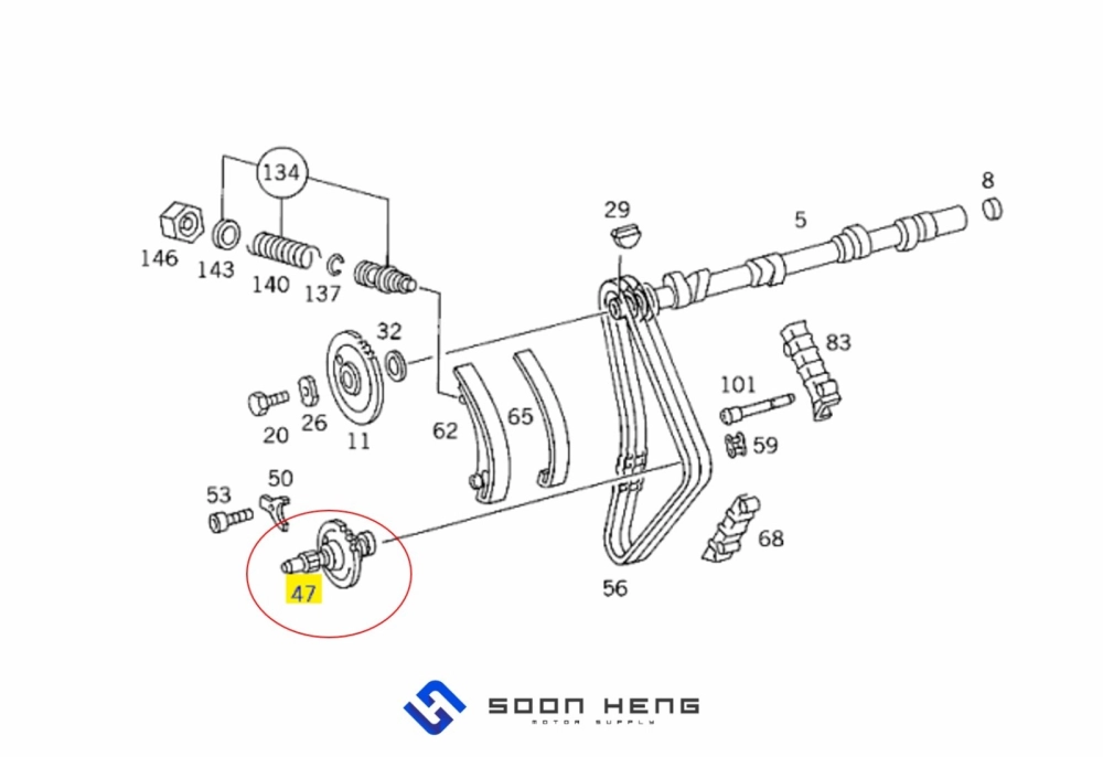 Mercedes-Benz with Engine M102 - Timing Intermediate Shaft (Original MB)